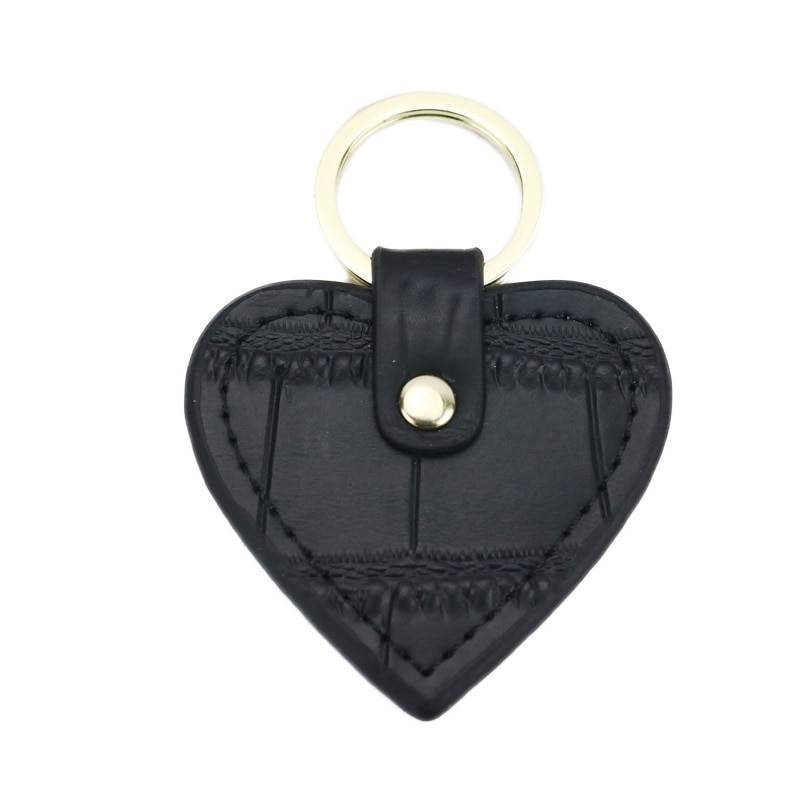 Heart Shaped Genuine Leather Keychain