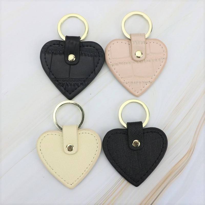Heart Shaped Genuine Leather Keychain