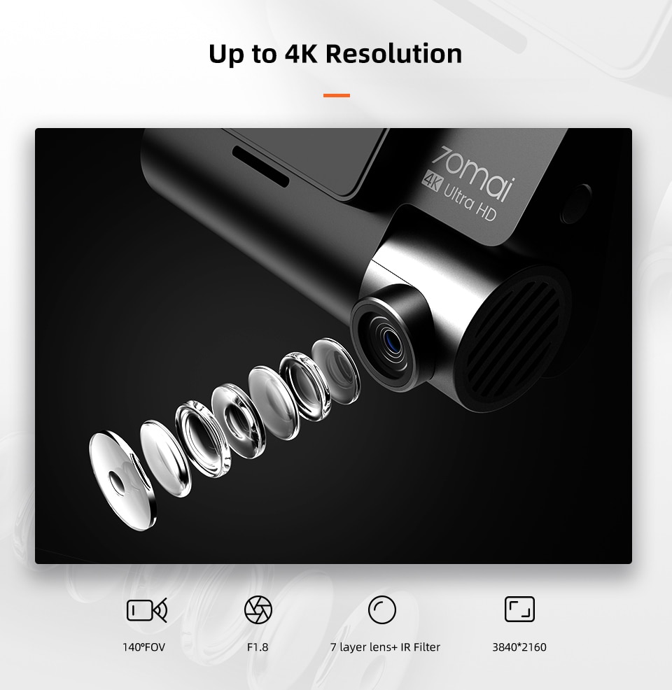 Dual Lens 4K Dashcam with Built-in GPS and Parking Monitior