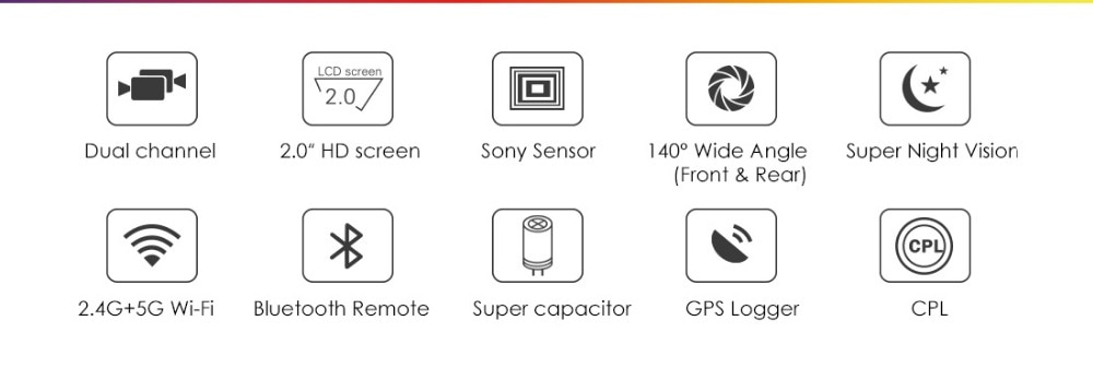 Dual Channel 5GHz WiFi Full HD Dashcam