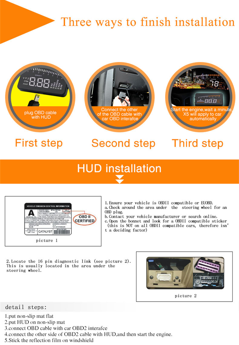 Car HUD Display Warning System Car HUD Display Warning System