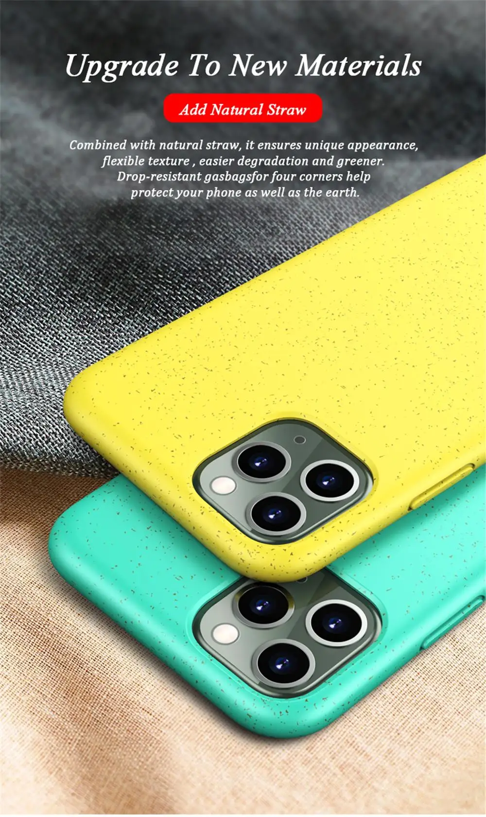 Shockproof Wheat Straw Phone Case for iPhone