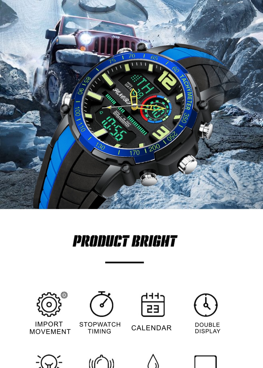 Men's Striped Silicone Strap Sports Watch
