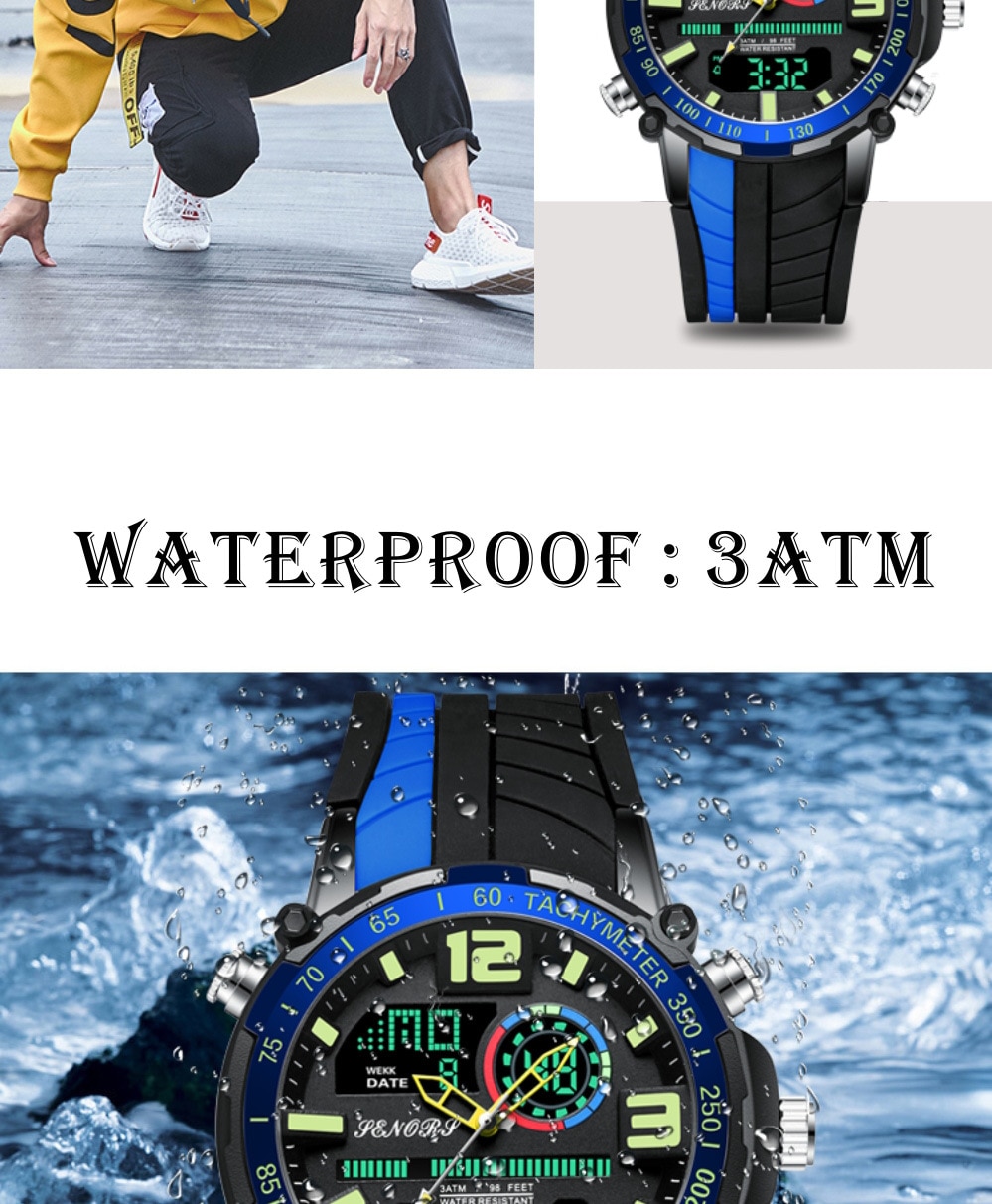 Men's Striped Silicone Strap Sports Watch