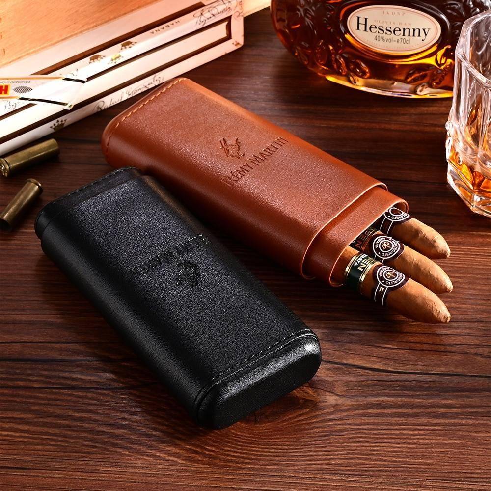 Leather Cigar Case with Built-in Humidor Leather Cigar Case with Built-in Humidor