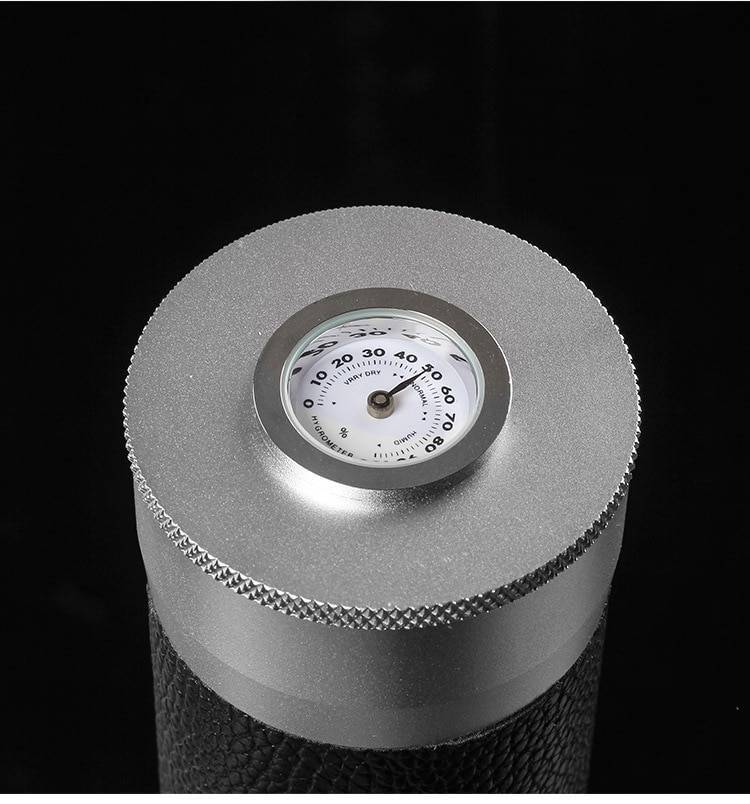 Leather Coated Aluminum Cigar Case with Hygrometer Leather Coated Aluminum Cigar Case with Hygrometer