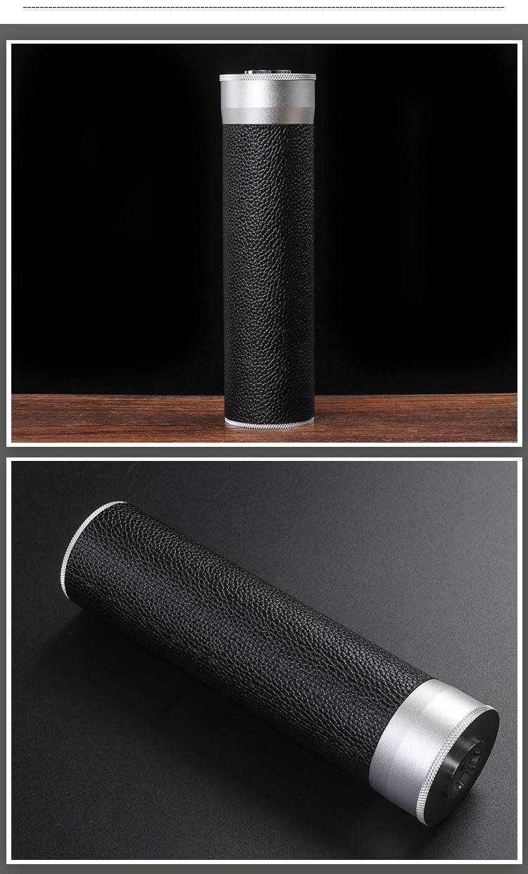 Leather Coated Aluminum Cigar Case with Hygrometer Leather Coated Aluminum Cigar Case with Hygrometer